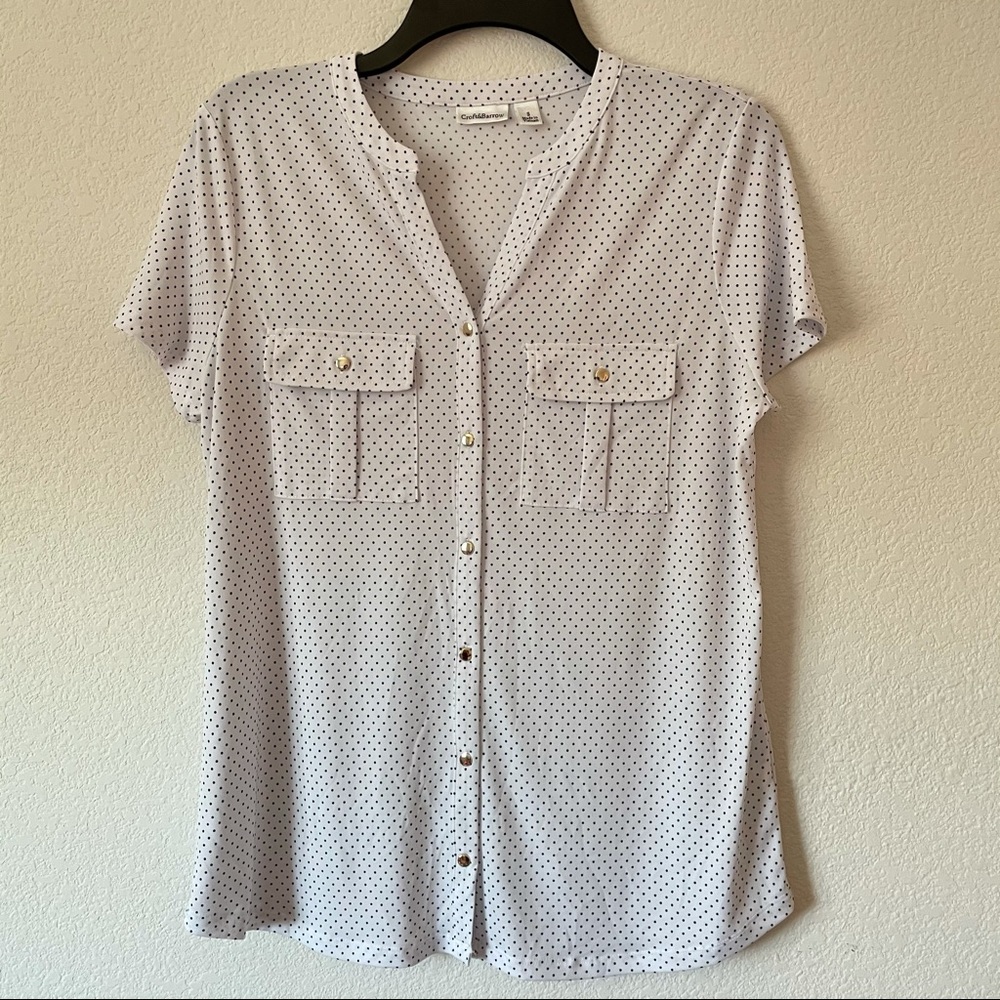 Black Polka Dot Button Down Top